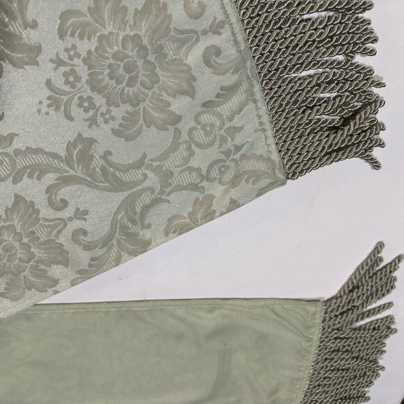 Elegant Soft Sage Green Damask Table Runner w/ Elephants Fringe 13" x 80" NWOT - Picture 4 of 7